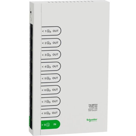 Schneider Electric – Switch Ethernet 8 ports POE R9H9SWP92 – 1Gbit – Alimentation jusqu'à 92W – Pour équipements compatibles POE