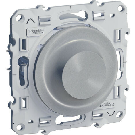 Schneider Electric – Variateur de lumière 2 fils alu 40-600W – Installation encastrée – Résistant aux agents chimiques – Type poussoir rotatif - S530511