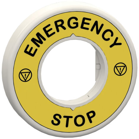 Schneider Electric ZBY9W3B330 ZBY9W3B330 Schildträger  (Ø) 60 mm EMERGENCY STOP Gelb, Grau 1 St.