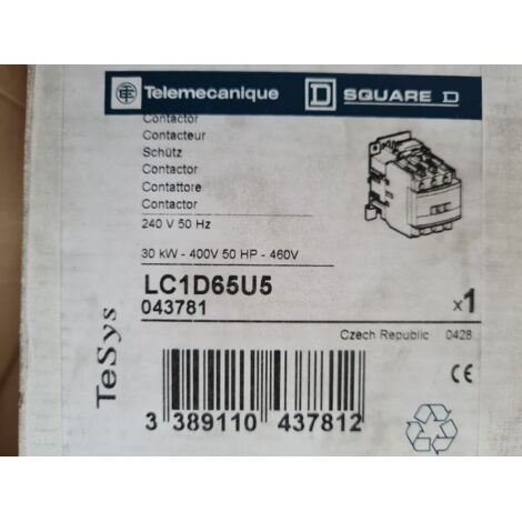 Schneider LC1D65U5 65A , 240V Contacteur 3P