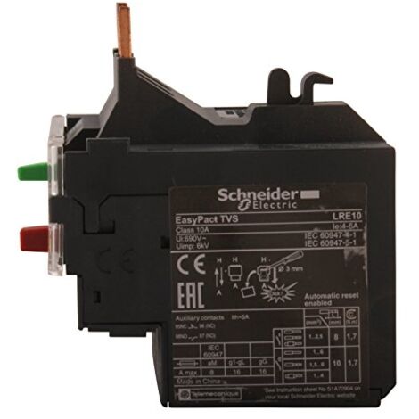 SCHNEIDER LRE10 4-6 A EASYPACT TÉLÉVISEURS RELAIS DE SURCHARGE, BLANC