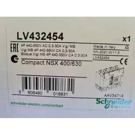 Schneider LV432454 VIGI , MB 4P 400A / 630A 0,3-30A Bloc Différentiel