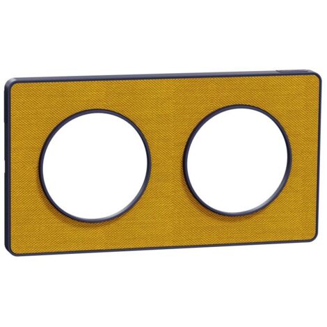 SCHNEIDER ODACE TOUCH PLAQUE DOUBLE KVADRAT OCRE AVEC LISERÉ BLEU COBALT - S550804KY