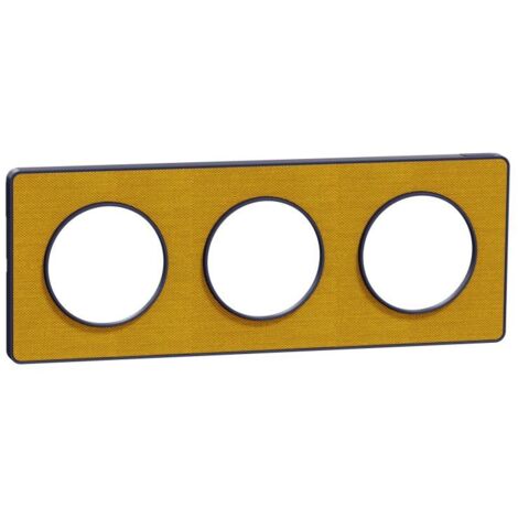 SCHNEIDER ODACE TOUCH PLAQUE TRIPLE KVADRAT OCRE AVEC LISERÉ BLEU COBALT - S550806KY