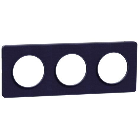 SCHNEIDER ODACE TOUCH PLAQUE TRIPLE KVADRAT ROI AVEC LISERÉ BLEU COBALT - S550806KC