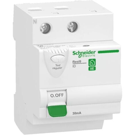SCHNEIDER ELECTRIC Schneider R9ERD263 Resi9 XE - interruptor diferencial - 2P - 63A - 30mA - tipo AC - 3 módulos - enchufable
