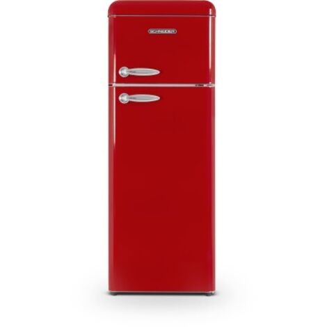 Schneider – Réfrigérateur 2 portes vintage 206L rouge 150cm 42dB – Espace congélation 4 étoiles – Pièce détachée pour réfrigérateur incluse - SCDD208VR-SCHNEIDER