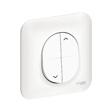 SCHNEIDER ELECTRIC Inter volets roulants 3 positions montée-descente-stop encastré blanc complet avec plaque borne auto fixation vis/griffes OVALIS