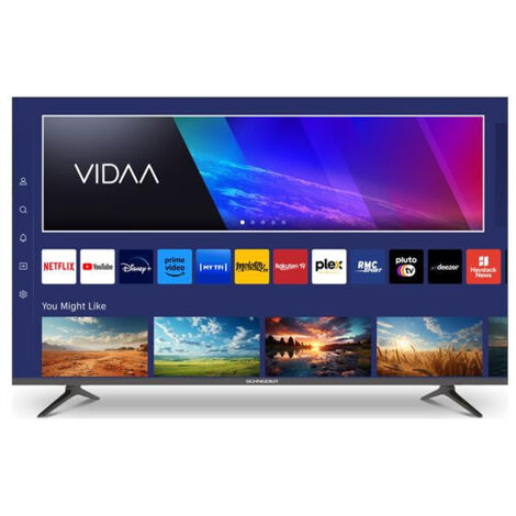 Schneider – Téléviseur UHD 4K 43 pouces – Technologie QLED-LCD – Résolution 3840 x 2160 pixels – Contraste 1100:1 – Luminosité 200 cd/m²