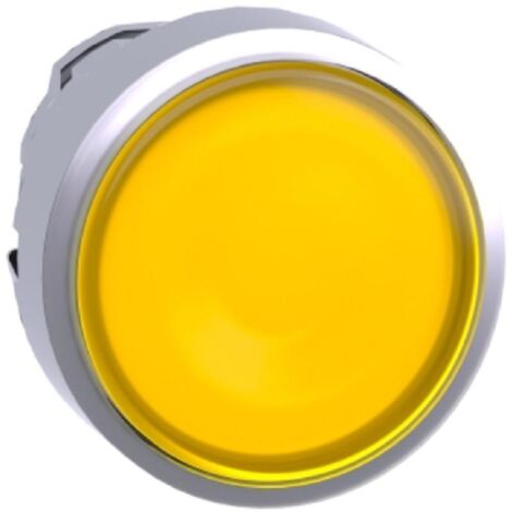 Schneider testa pulsante luminoso giallo led ghiera in metallo zb5aw353