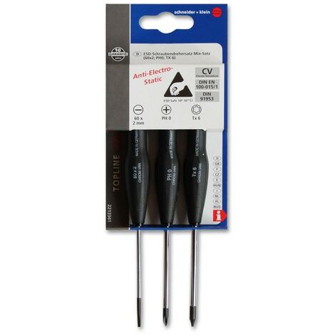 SCHNEIDER TOPLINE - SET 3 CACCIAVITI ESDANTI-ELECTRO-STATIC 60X2MM/PH0/TX6