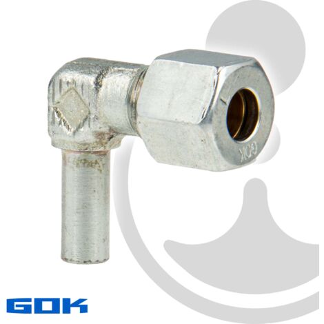 Schneidringverschraubung Typ EVW - 90° Winkel - Verschraubung Ø 8 mm Rohrstutzen x RVS, Stahl verzinkt, Schneidring Messing