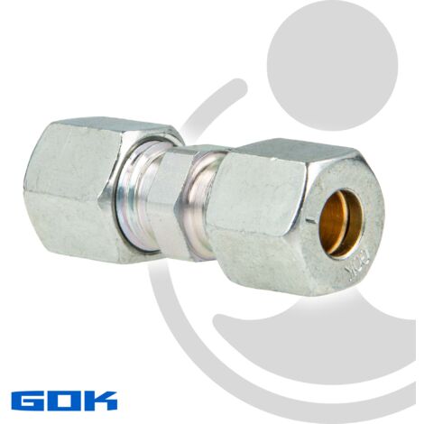 Schneidringverschraubung Typ G - Gerade Verschraubung Ø 6 x Ø 6 mm, Stahl verzinkt, Schneidring Messing