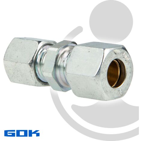 Schneidringverschraubung Typ GR - Gerade Verschraubung reduziert Ø 12 x 10 mm, Stahl verzinkt, Schneidring Messing