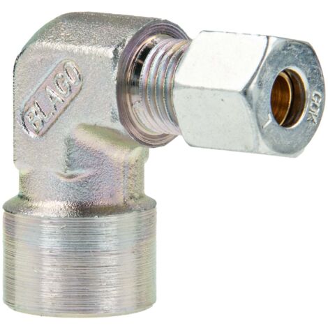 Schneidringverschraubung Typ WAI - 90° Winkel - Verschraubung Ø 6 mm x 1/8 Zoll IG, Stahl verzinkt, Schneidring Messing