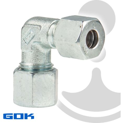 Schneidringverschraubung Typ WR - 90° Winkel Verschraubung Ø 10 x 8 mm, reduziert, Stahl verzinkt, Schneidring Stahl
