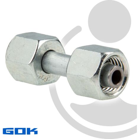 Schneidringverschraubung Verbindungsstück Ø 8 x 8 mm , Länge 50 mm, für Rohrleitungen, Stahl verzinkt