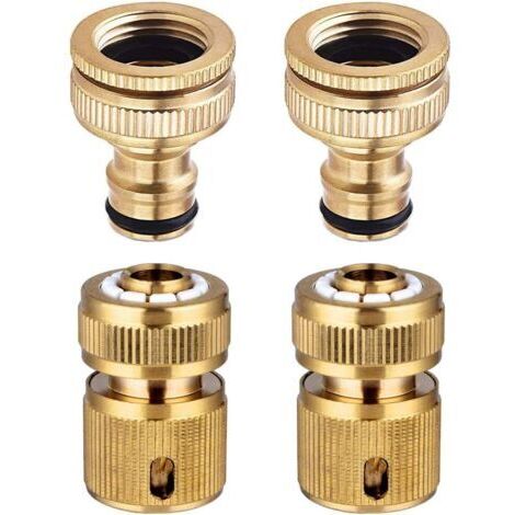 Schnellanschluss-Gartenschlauch-Wasserhahnverbinder für 1/2"- und 3/4"-Schläuche, Wasserhahnadapter, 2 Stück