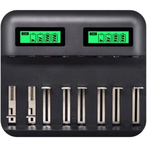 Schnelles Batterieladegerät, intelligentes Ladegerät mit klarem, hintergrundbeleuchtetem LCD-Display für wiederaufladbare AA/AAA-Batterien