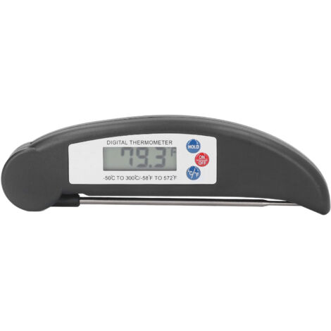 Schnelles digitales Fleischthermometer mit klappbarer Sonde – Praktisches Küchenthermometer, Schwarz