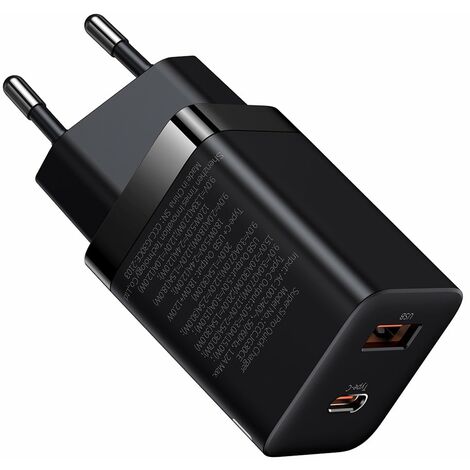 Schnelles USB-Wandladegerät USB-C 30W PD QC Super Si Pro Schwarz