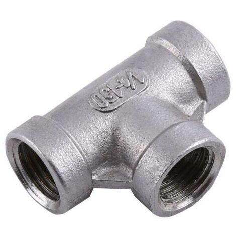 Schnellkupplungs-3-Wege-Schlauchverschraubung, Edelstahl-T-Stück 1/4" NPT-Rohrverschraubungen, 2 Stück (DN8)