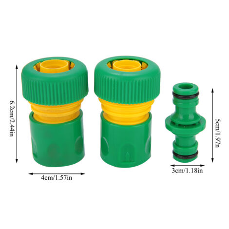 Schnellkupplungsadapter für 3/4-Zoll-Schläuche – 3-teilig, PP, für die Reparatur von Gartenschläuchen