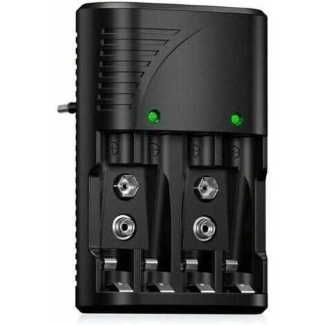 Schnellladegerät für AA/AAA- oder 9V-Ni-MH-Akkus mit LED-Anzeige, Universalladegerät für AA/AAA/9V-Akkus, zehn