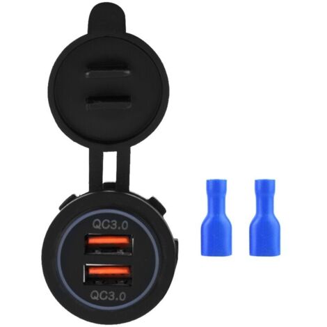 Schnellladegerät fürs Auto, wasserdicht, QC3.0, 12–24 V, schwarz, für Motorräder