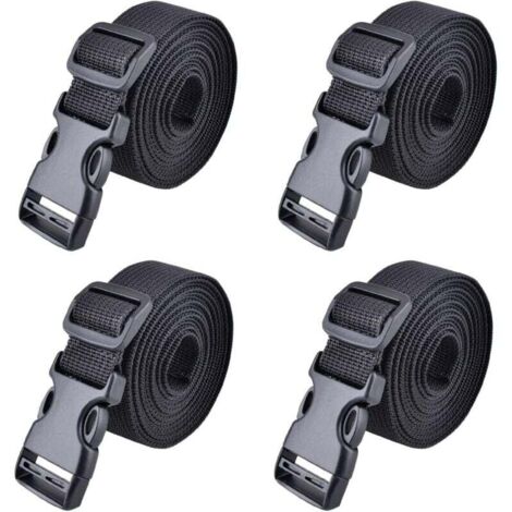 Schnellverschluss-Spanngurt 25 mm 38 mm, 4-teilig, Kunststoff-Ratschengurt, Spanngurt zur Gepäcksicherung (1,5 m, A - Schwarz - 25 mm)