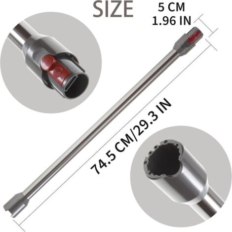 Schnellverschluss-Verlängerungsrohr, kompatibel mit den Staubsaugern Dyson V12 Detect Slim und Dyson V10 Digital Slim, 74 cm (schwarz)