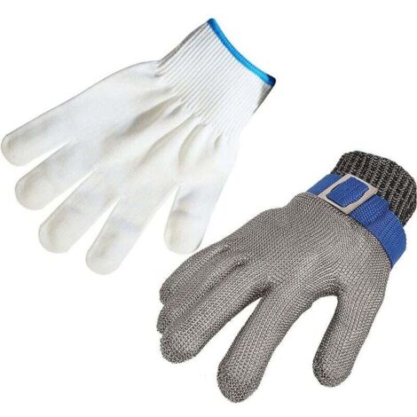 Schnittfeste Arbeitshandschuhe aus 316L-Edelstahl, Drahtschutz der Stufe 5, für Küchenmetzger, XXL (ein Handschuh)