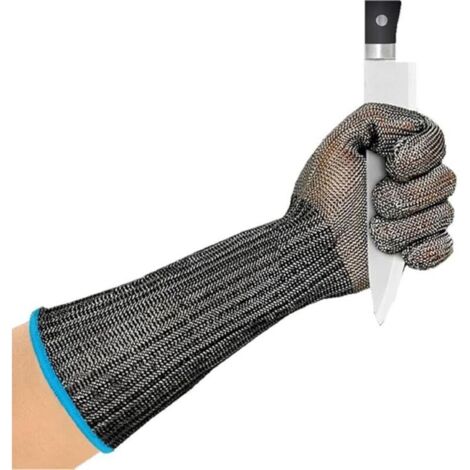 Schnittfeste Handschuhe. Verlängerbare 36 cm lange Edelstahlhülle zum Schneiden.