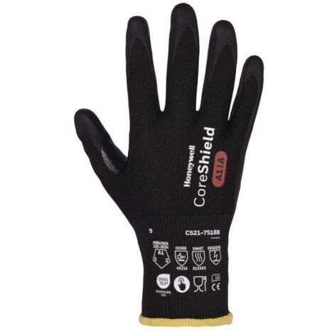 Schnittschutzhandschuhe CORESHIELD 18G BLACK Größe 8 schwarz EN 388, EN 407, EN 36350 PSA-Kategorie II