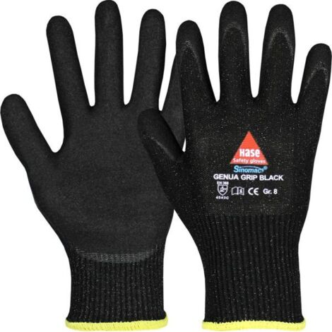 Schnittschutzhandschuhe Genua Grip Black Gr.7 schwarz EN 388 HASE