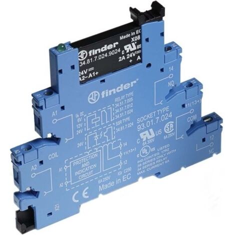 Schnittstellenrelais für DIN-Schiene 24Vdc 1Cto. (in Ruhestellung offen) 38817024.9024 FINDER