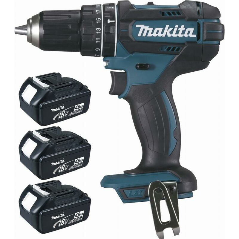 Image of Makita - Schlagbohrmaschine 18 v Li-Ion 4 Ah ø 13 mm (3 Batterien) 3 Batterien, Ladegerät, Koffer - DHP482RM3J