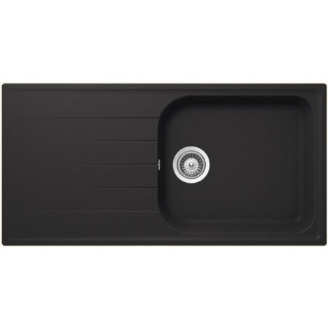 Schock – Évier granit noir 100x50 cm – 1 bac réversible avec égouttoir – Vidage manuel inclus – Pour meuble sous évier 60 cm minimum