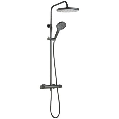 SCHÖNER WOHNEN-Kollektion Duschsystem GLAIA mit Thermostat, Duscharmatur Komplettset mit Regendusche, Mattschwarz
