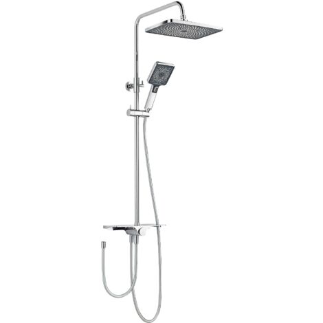 SCHÖNER WOHNEN-Kollektion Duschsystem VERINA mit Ablage, Duschstange mit Regendusche, Chrom