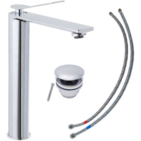 SCHÖNER WOHNEN-Kollektion Waschtischarmatur VIOLA L, Wasserhahn geeignet für Aufsatzwaschbecken in Ihrem Bad, Chrom