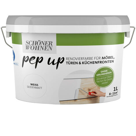 Schöner Wohnen Renovierungsfarbe Pep Up für Möbel, Türen + Küchen 1,0 Ltr. weiß