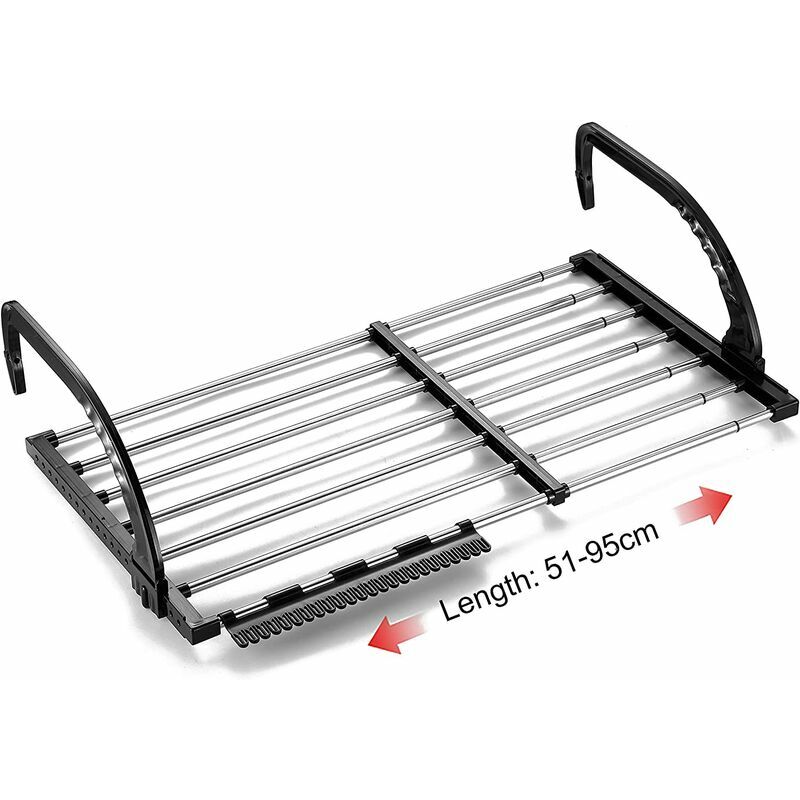 Séchoir à Linge Balcon/Radiator/Mural, ANEWSIR Etendoir à Linge Pliable en Acier Inoxydable, Télescopique Sèche Linge Suspendu (Longueur: 51-95 cm),