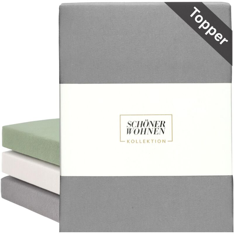 SCHÖNER WOHNEN Housse de matelas Topper BASIC - 1 pièce 180x200 cm, gris