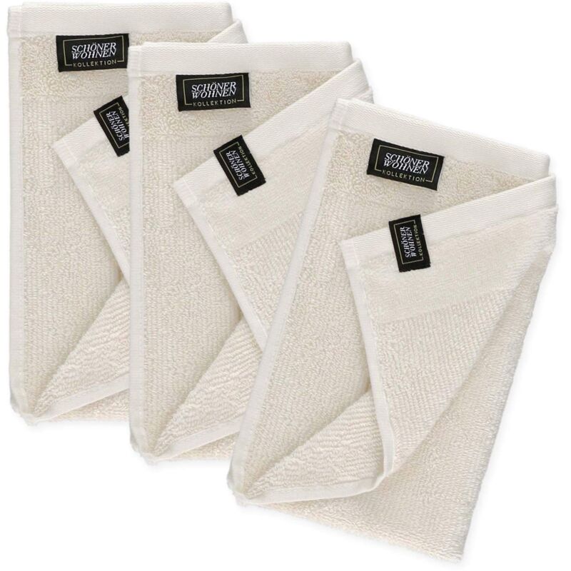 SCHÖNER WOHNEN serviette pour invités SENSE - Lot de 3 30x50 cm, crème