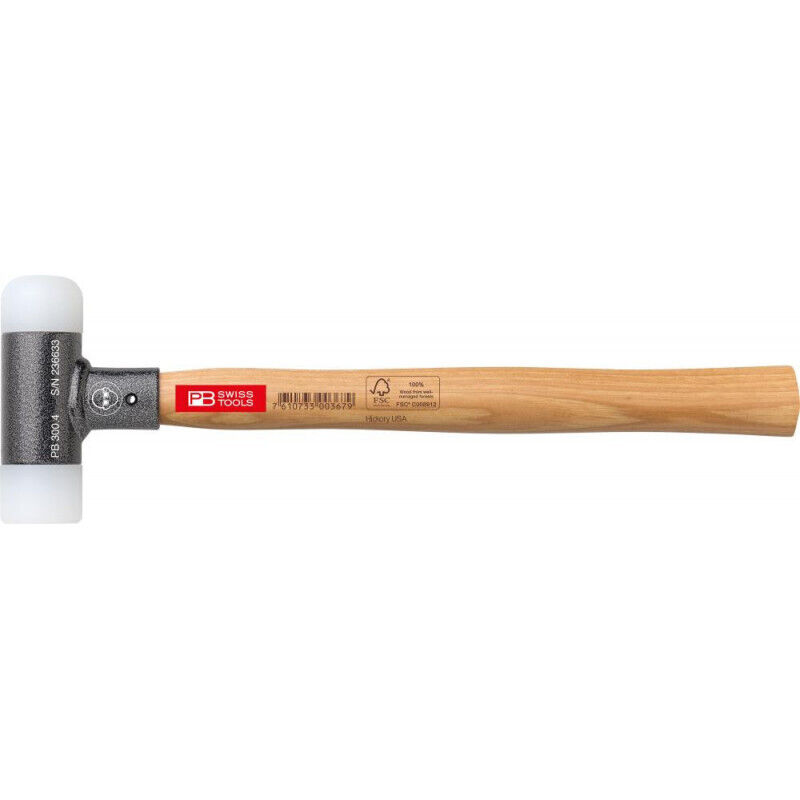 Pb Swiss Tools - Marteau à face souple avec manche en bois sans rebond 27mm