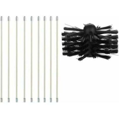 Schornsteinbürsten-Set, Schornsteinreinigungswerkzeug, Schornsteinfeger-Set enthält 9 (40 cm) flexible Stäbe und 1 (100 mm) Schornsteinfegerkopf für Pelletöfen