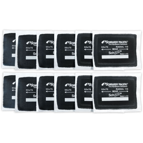 Schrader – Lot de 12 emplâtres pour pneus 55 x 75 mm – Réparation pneus à carcasse radiale – Installation facile – Compatible tous pneus