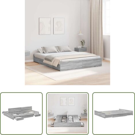 Schrank -  Aufbewahrungsbettgestell Graues Sonoma 135 x 190 cm