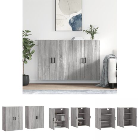 Schrank für Wohnzimmer - vidaXL Wandschränke 2 Stk. Grau Sonoma 69,5x34x90 cm - Schrank für Schlafzimmer